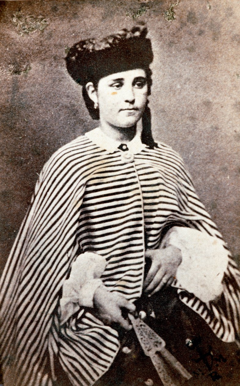 Porträtt av Teresita Garibaldi (1845-1903), dotter till den italienska patrioten och hjältar till Risorgimento Giuseppe Garibaldi (1807-1882) och hans första fru Anita (1821-1849). Fotografi privat samling av Unknown artist