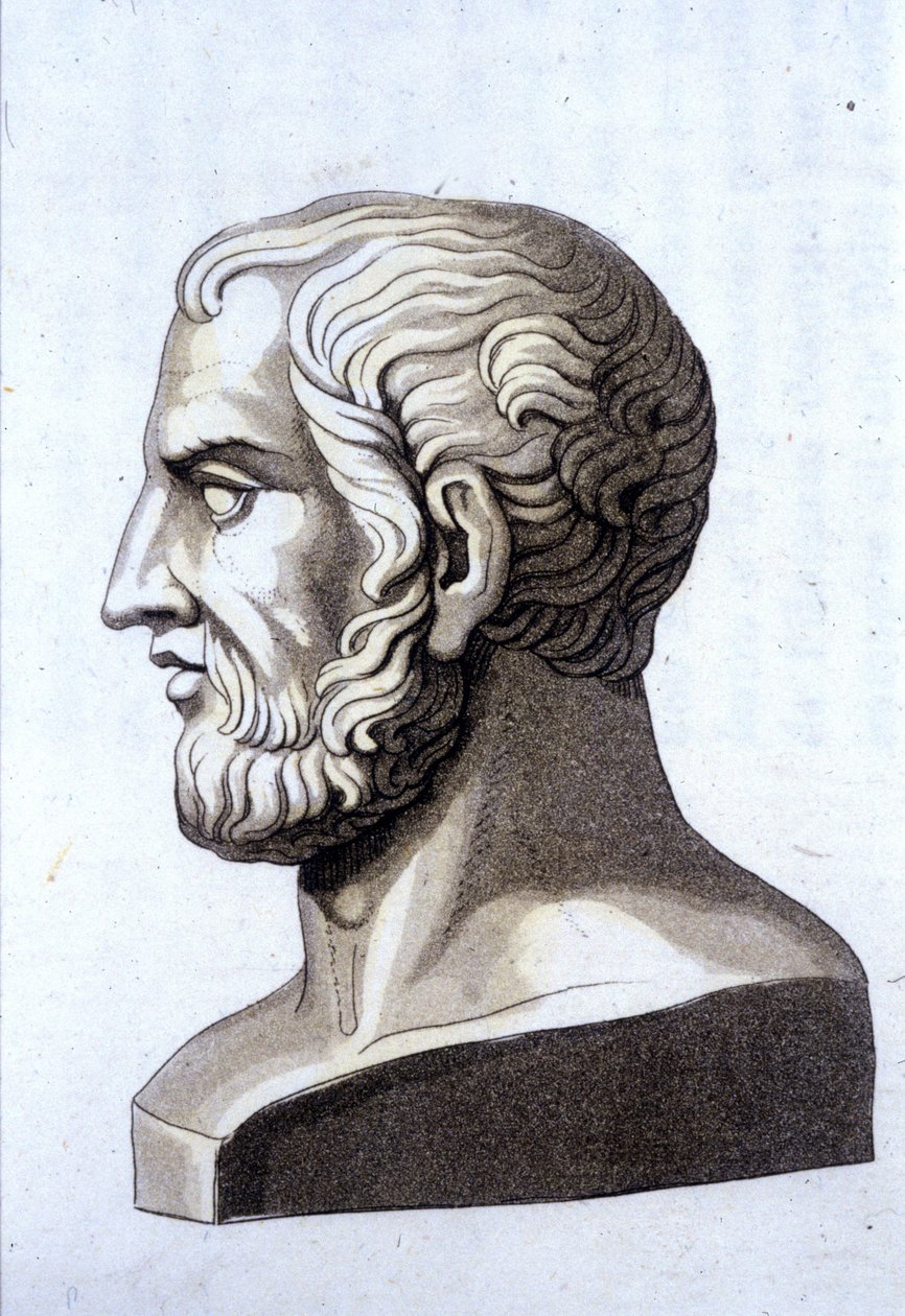 Porträtt av Theophraste (372 f.Kr.-287 f.Kr.), grekisk filosof. av Unknown artist