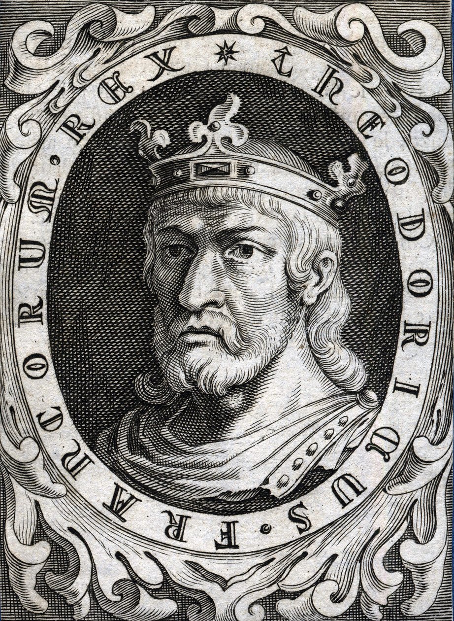 Porträtt av Thierry II (? - 613), kung av Bourgogne och Austrasien. av Unknown artist