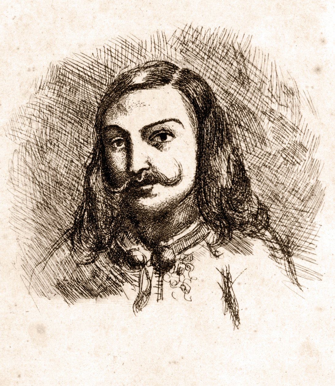Porträtt av Théophile Gautier. Teckning. 1800-talet. av Unknown artist