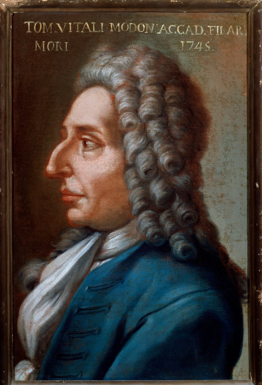 Porträtt av Tommaso Antonio Vitali Modoni (1663-1745) italiensk kompositör och violinist Anonym målning. 1700-talet. Bologna, Civic Museum Museum av Unknown artist