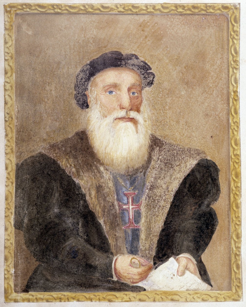 Porträtt av Vasco de Gama - i "" The Life of Prince Henri of Portugal tillnamnet Navigator"" av Richard Henri Major av Unknown artist