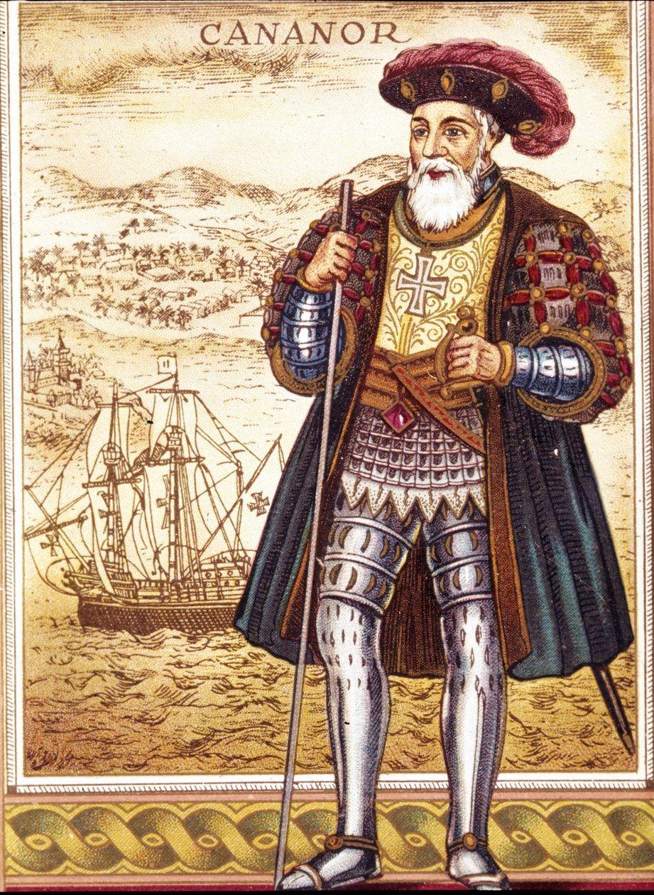 Porträtt av Vasco de Gama. Kromolitografi. av Unknown artist
