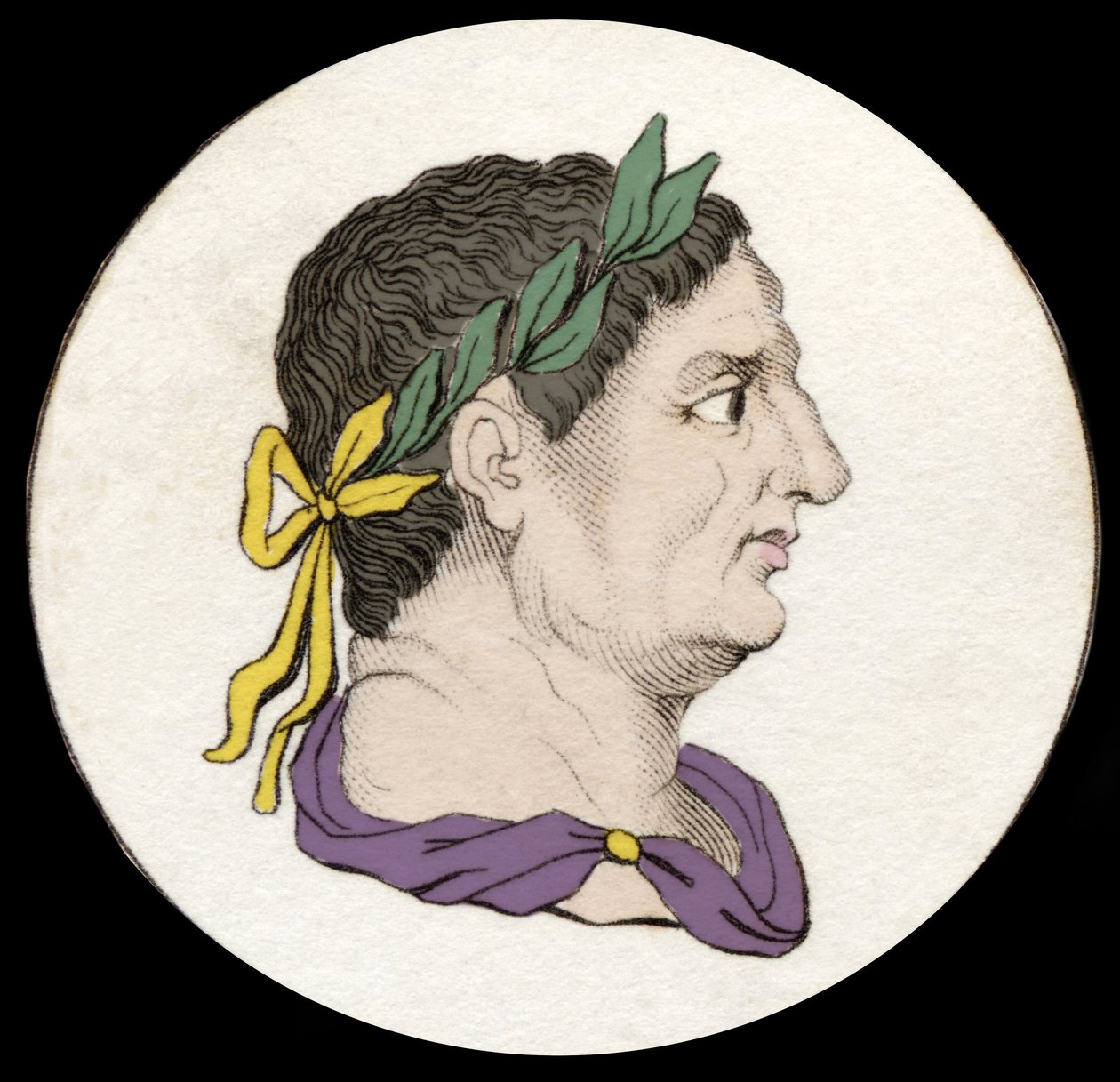 Porträtt av Vitellius (15-69) är en romersk kejsare. Gravyr av 1800-talet. av Unknown artist
