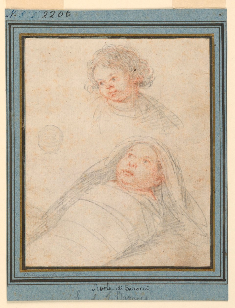 Porträtt av en pojke och ett insvept barn av Unknown artist