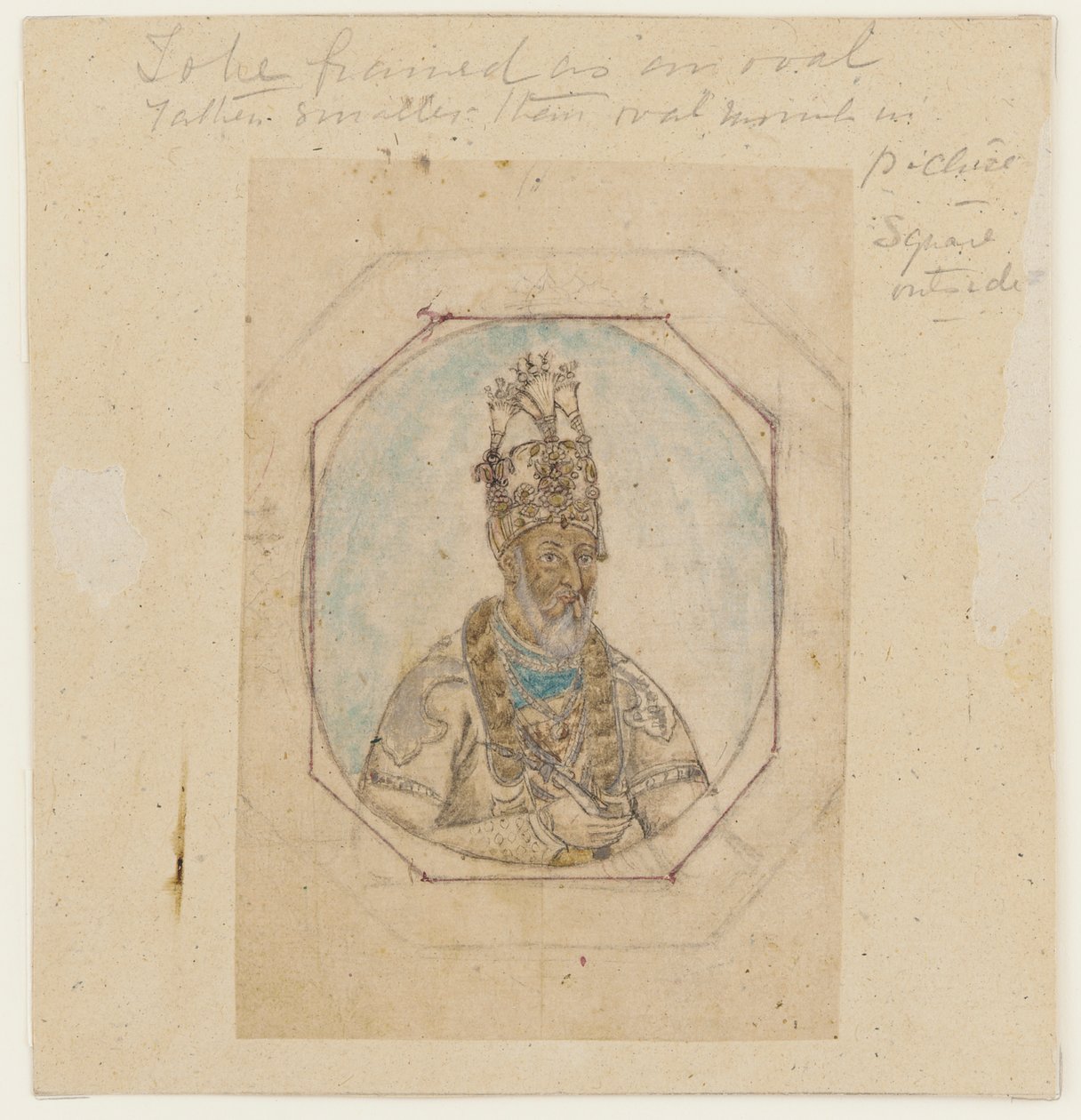 Porträtt av en Mughal linjal av Unknown artist