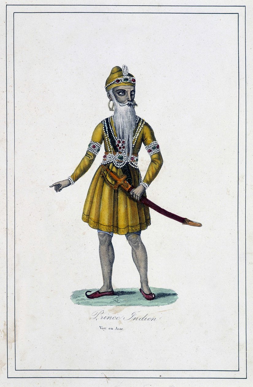 Porträtt av en indisk prins i traditionell vana - i "Jordens folk"" av Abbe Paul Jonhanneaud, Librairie des Bons livres av Unknown artist