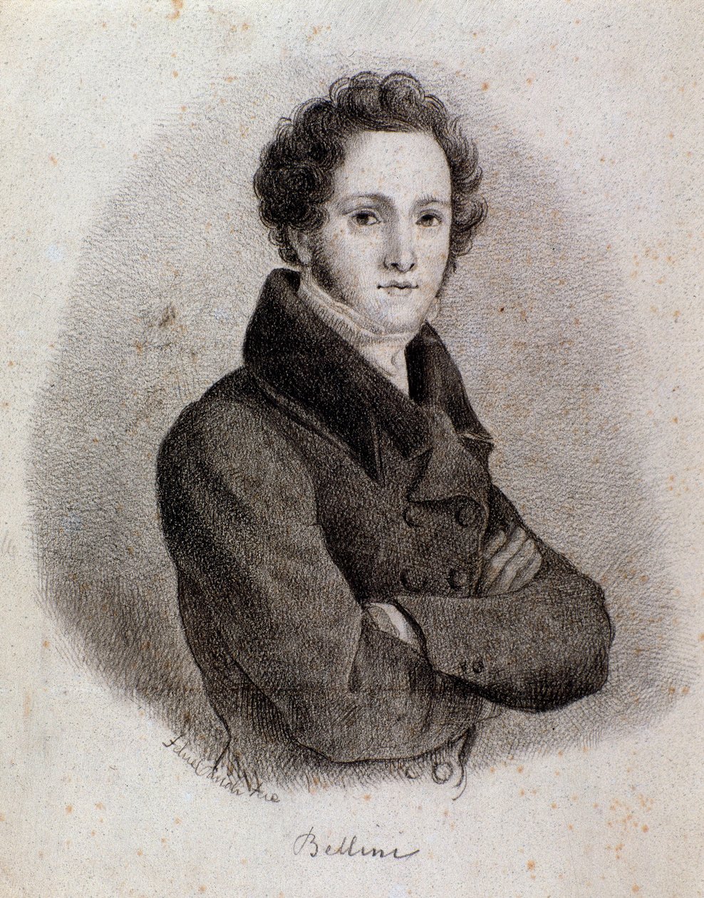 Porträtt av den italienske kompositören Vincenzo Bellini (gravyr. 1800-talet) av Unknown artist