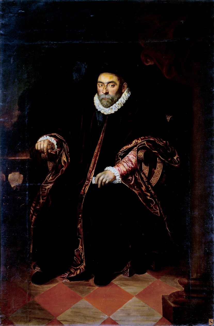 Porträtt av dogen av generna Prospero Centurione Fattinanti (ca 1510-1581) Anonym målning 1500-talet sön 206x136 cm Chiavari, Palazzo Rocca, Torriglia-samlingen av Unknown artist