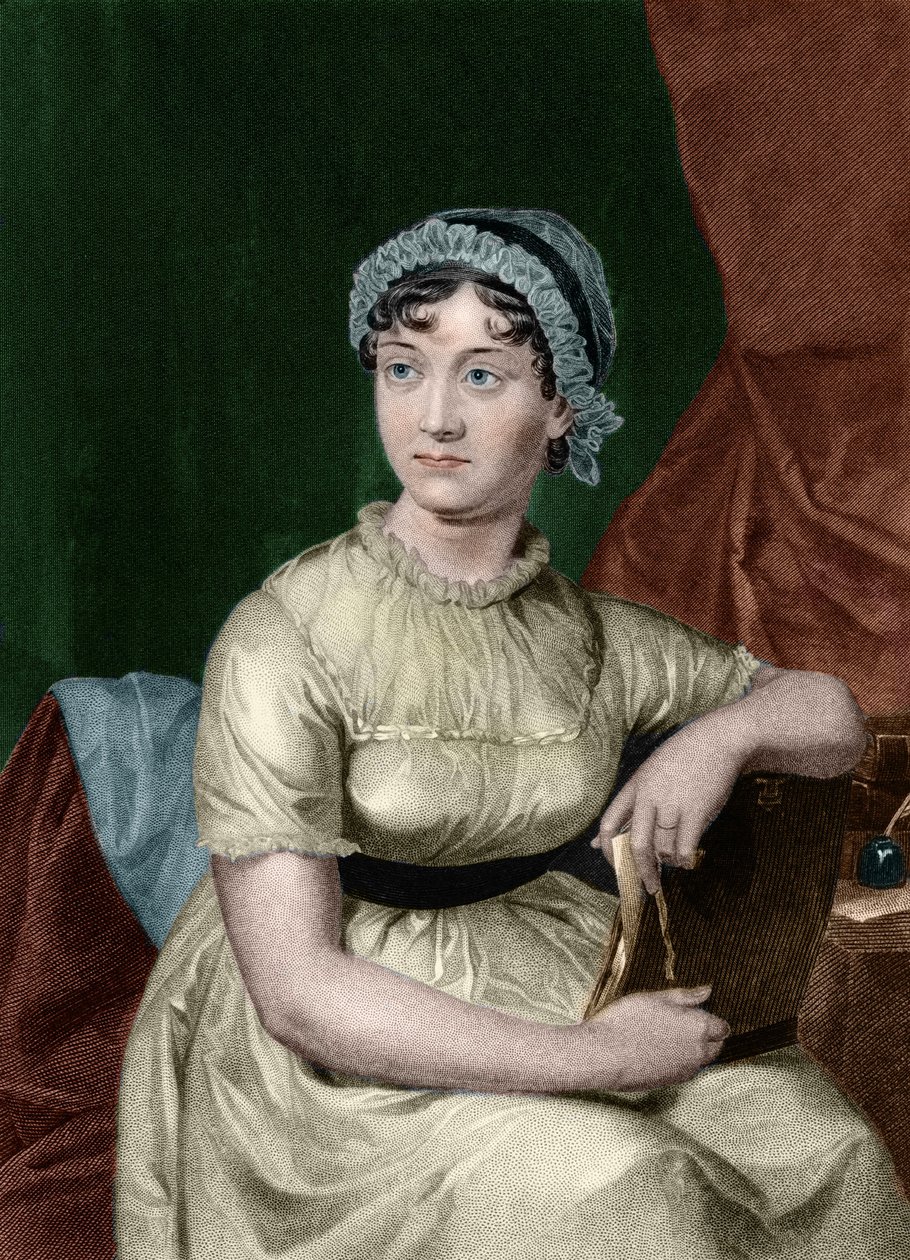Porträtt av den engelska författaren Jane Austen (1775-1817) Gravyr från boken "Porträttgalleri av framstående män och kvinnor i Europa och Amerika" av biograf Evert Augustus Duyckinck (1816-1878). 1893, vol. 1 av Unknown artist