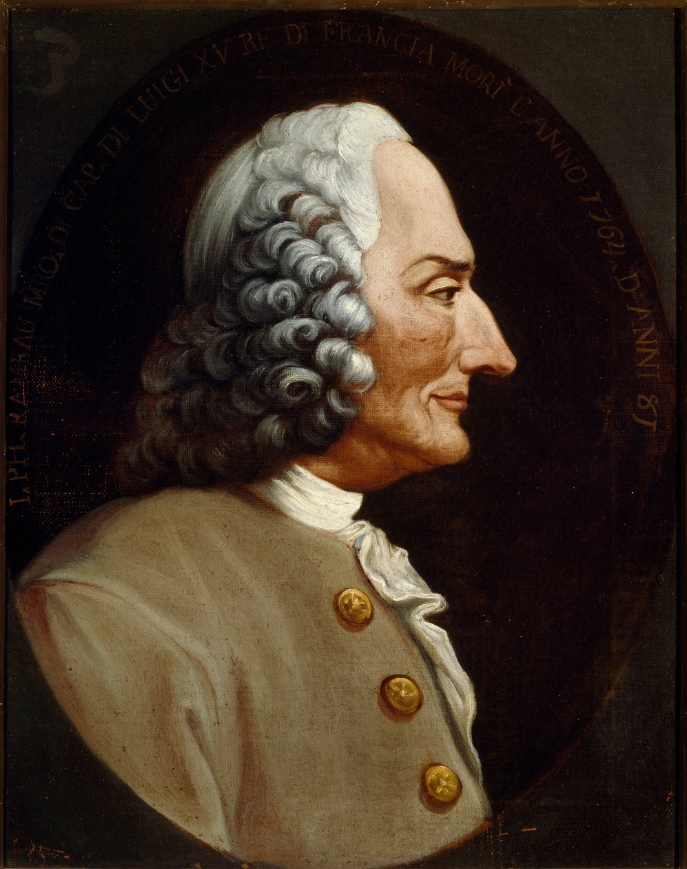 Porträtt av den franske kompositören Jean Philippe (Jean-Philippe) Rameau (1683-1764) Anonym målning från 1700-talet. Bologna Civico Museo Bibliografico Musical av Unknown artist