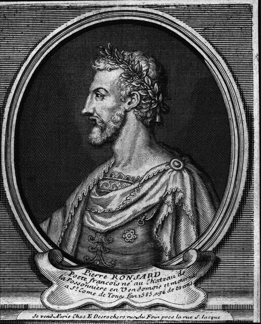 Porträtt av den franske poeten Pierre de Ronsard (1524-1585) Gravyr från 1700-talet av Unknown artist