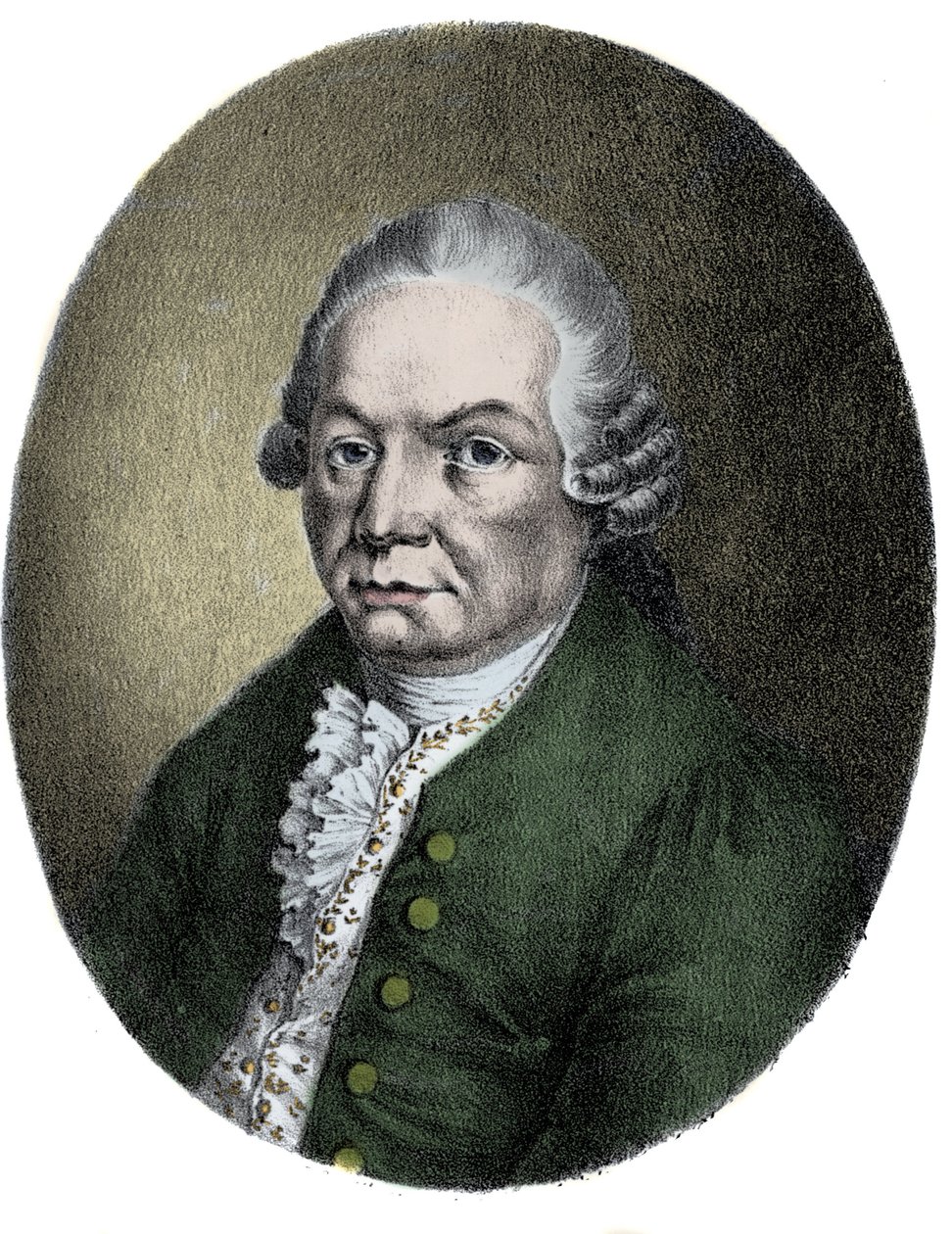 Porträtt av den tyske kompositören Carl Philipp Emanuel Bach (1714-1788). av Unknown artist