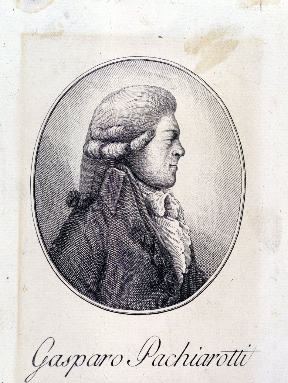Porträtt av den italienske kastraten Gasparo Pacchierotti (Pacchiarotti) (1740 - 1821). Gravyr av 1800-talet. av Unknown artist