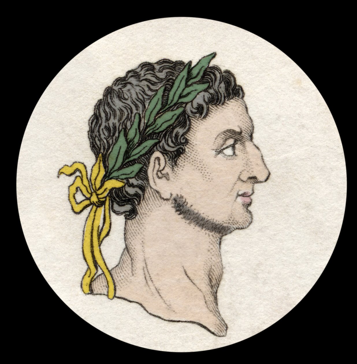 Porträtt av den romerske kejsaren Othon (Marcus Othon Caesar Augustus) (32-69). Gravyr av 1800-talet. av Unknown artist