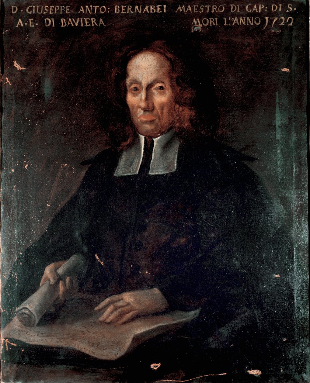 Porträtt av kompositören Giuseppe Antonio Bernabei (1649-1732) Anonym målning. 1700-talets Bologna, Civic Musical Bibliographic Museum - Porträtt av kompositören Giuseppe Antonio Bernabei (1649-1732). Anonym målning 1700-talet. Civic Museum Bib av Unknown artist