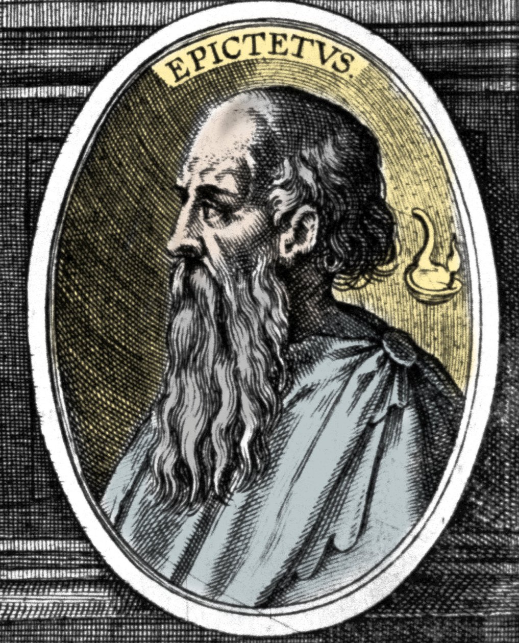 Porträtt av filosofen Epictete (Epictetus eller Epiktetos) (omkring 50 - 125/130) av den stoiciska skolan. av Unknown artist