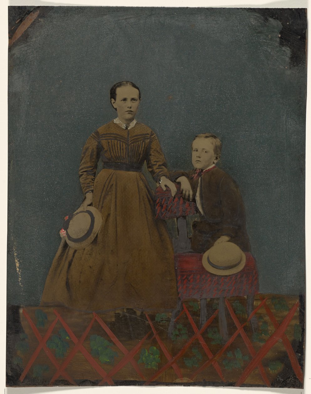 [Porträtt av ung pojke och flicka] av Unknown artist