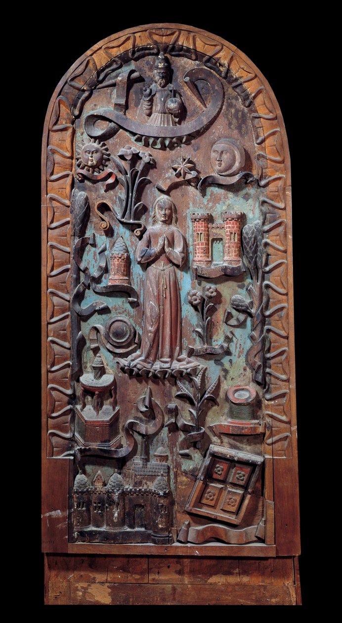 Praise of the Virgin Carved träpanel. Chartres från 1500-talet, Musee des Beaux Arts av Unknown artist