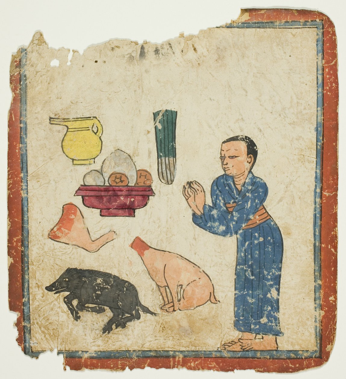 Presentation av offergåvor, från en uppsättning initieringskort (Tsakali) av Unknown artist