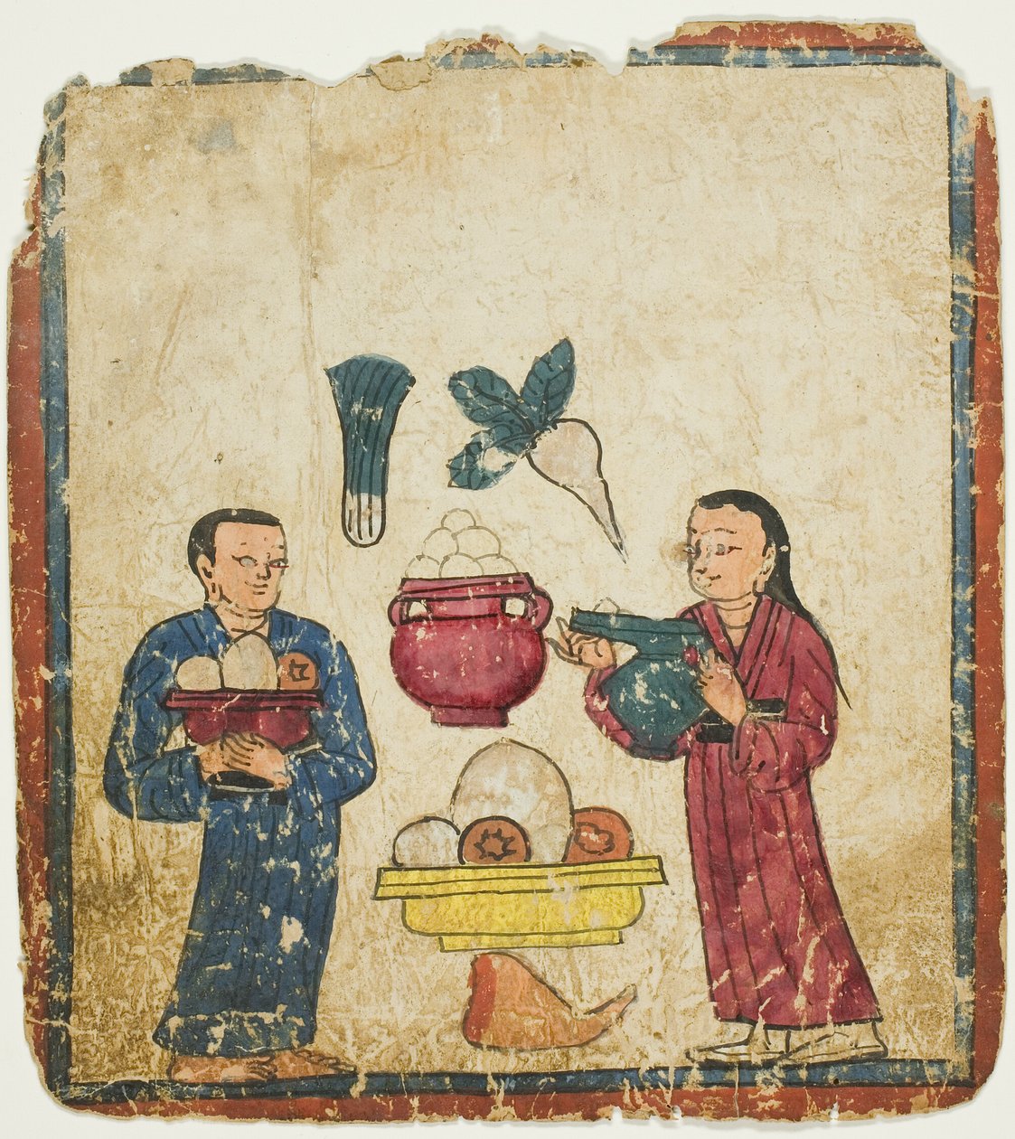 Presentation av offergåvor, från en uppsättning initieringskort (Tsakali) av Unknown artist