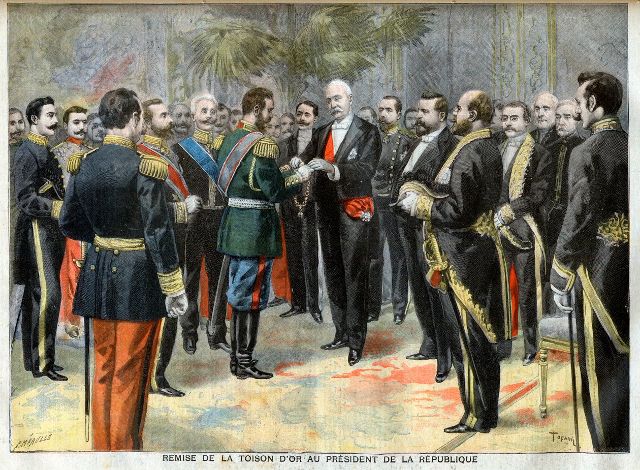 Överlämnande av det gyllene skinnet till republikens president Felix Faure av Unknown artist