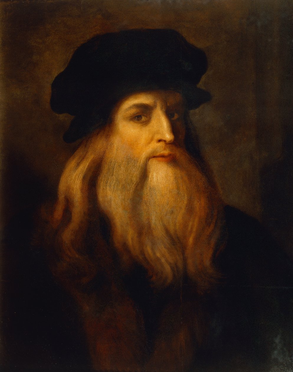 Förmodat självporträtt av Leonardo da Vinci (1452-1519), en okänd konstnär av Unknown artist