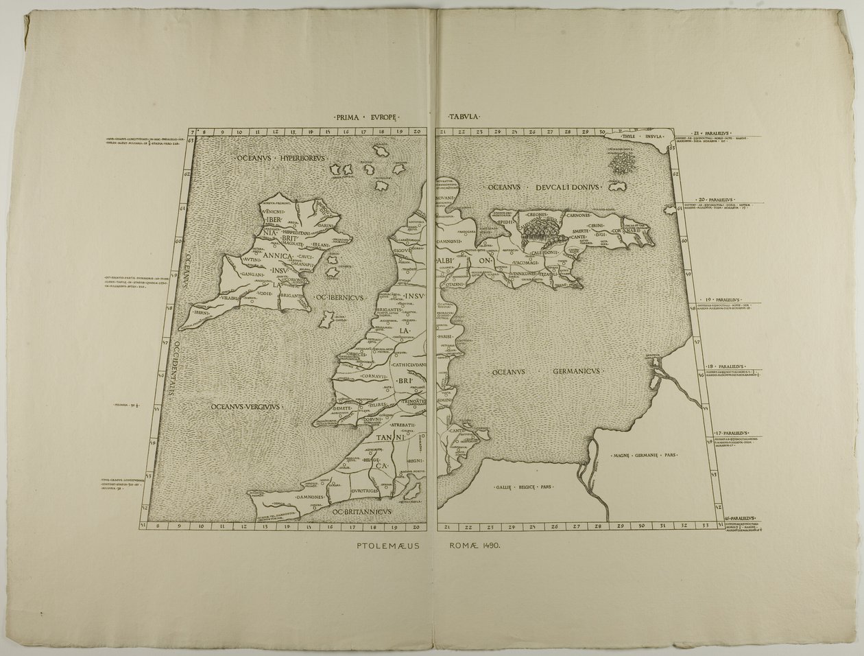Prima Europe Tabula: Ptolemaeus Romae 1490 av Unknown artist