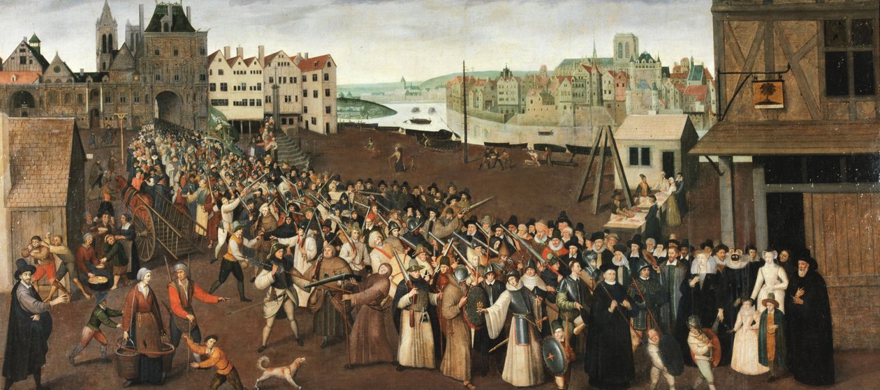 Ligans procession på Place de Grève, cirka 1590 (olja på duk) av Unknown artist