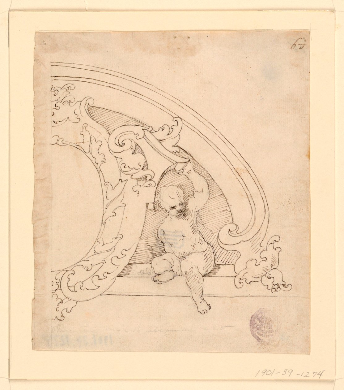 Projekt för en dekorativ pediment av Unknown artist