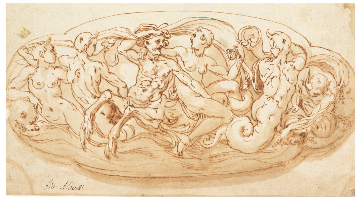 Projekt för dekoration av en silverplatta. av Unknown artist