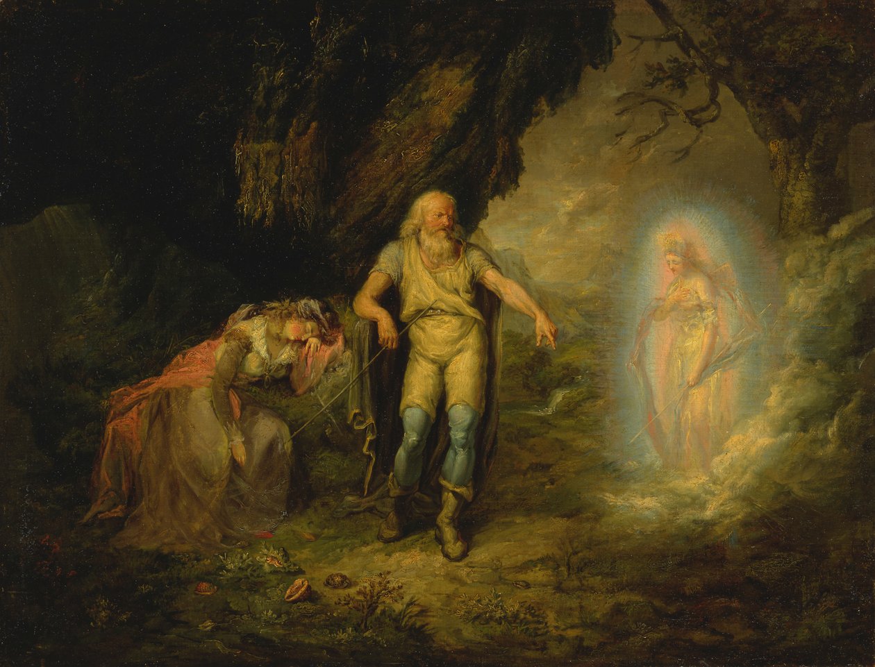 Prospero, Miranda och Ariel, från "The Tempest" av Unknown artist