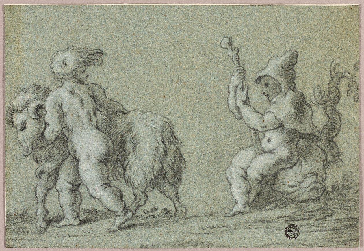 Putti som getherdar av Unknown artist