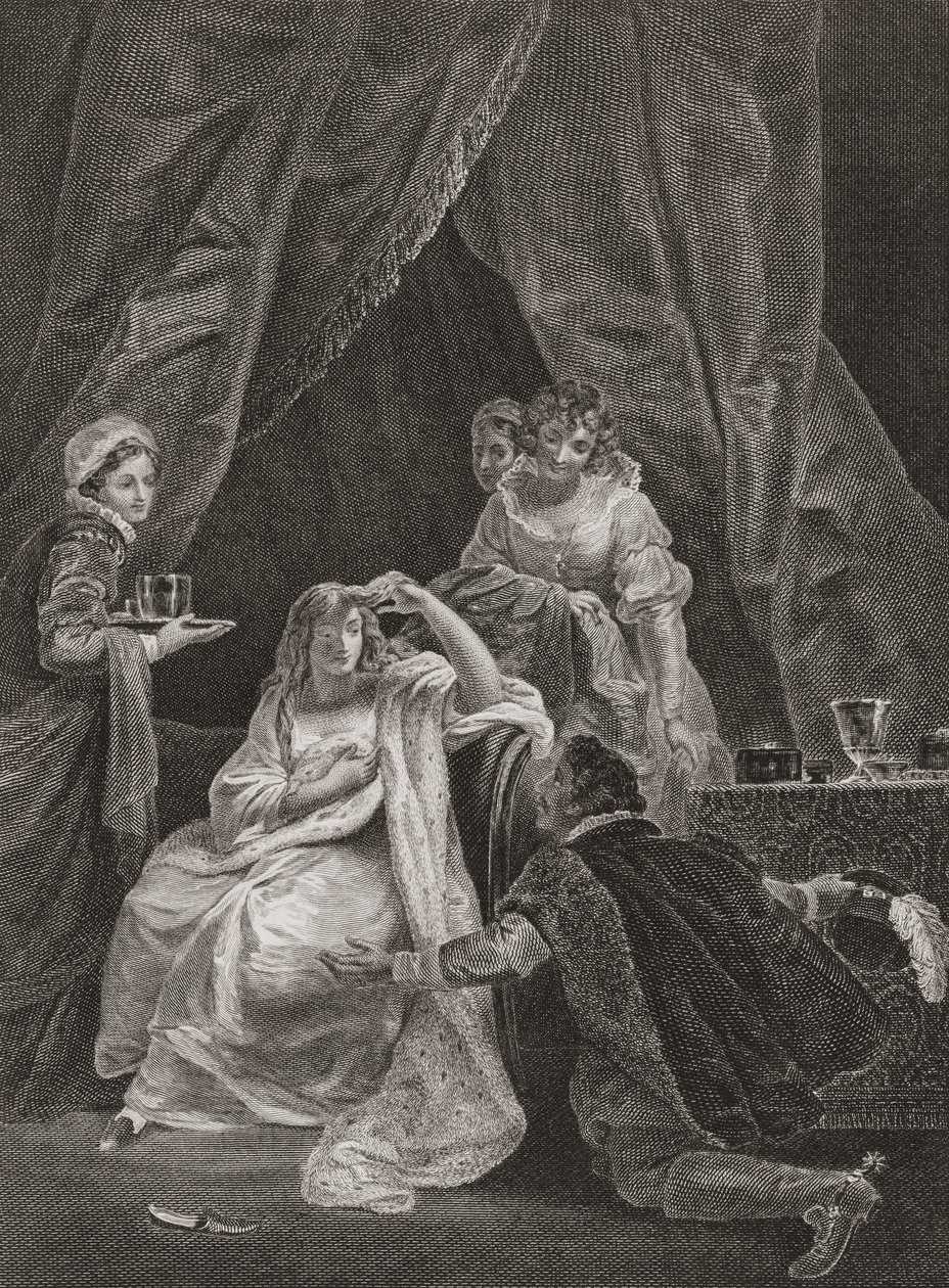 Drottning Elizabeth I och earlen av Sussex. (tryck) av Unknown artist