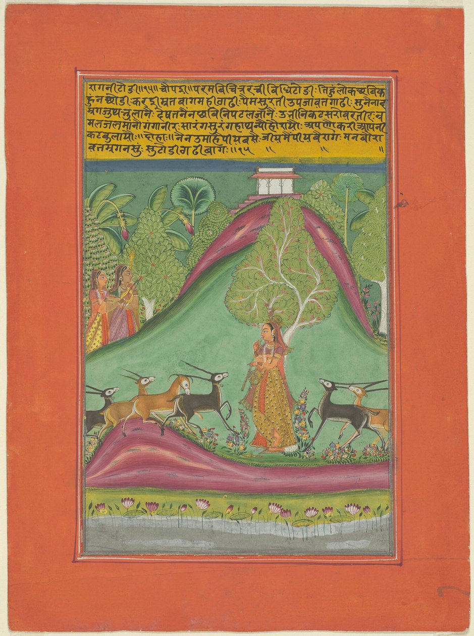 Ragini Todi, sida från en Jaipur Ragamala-uppsättning av Unknown artist