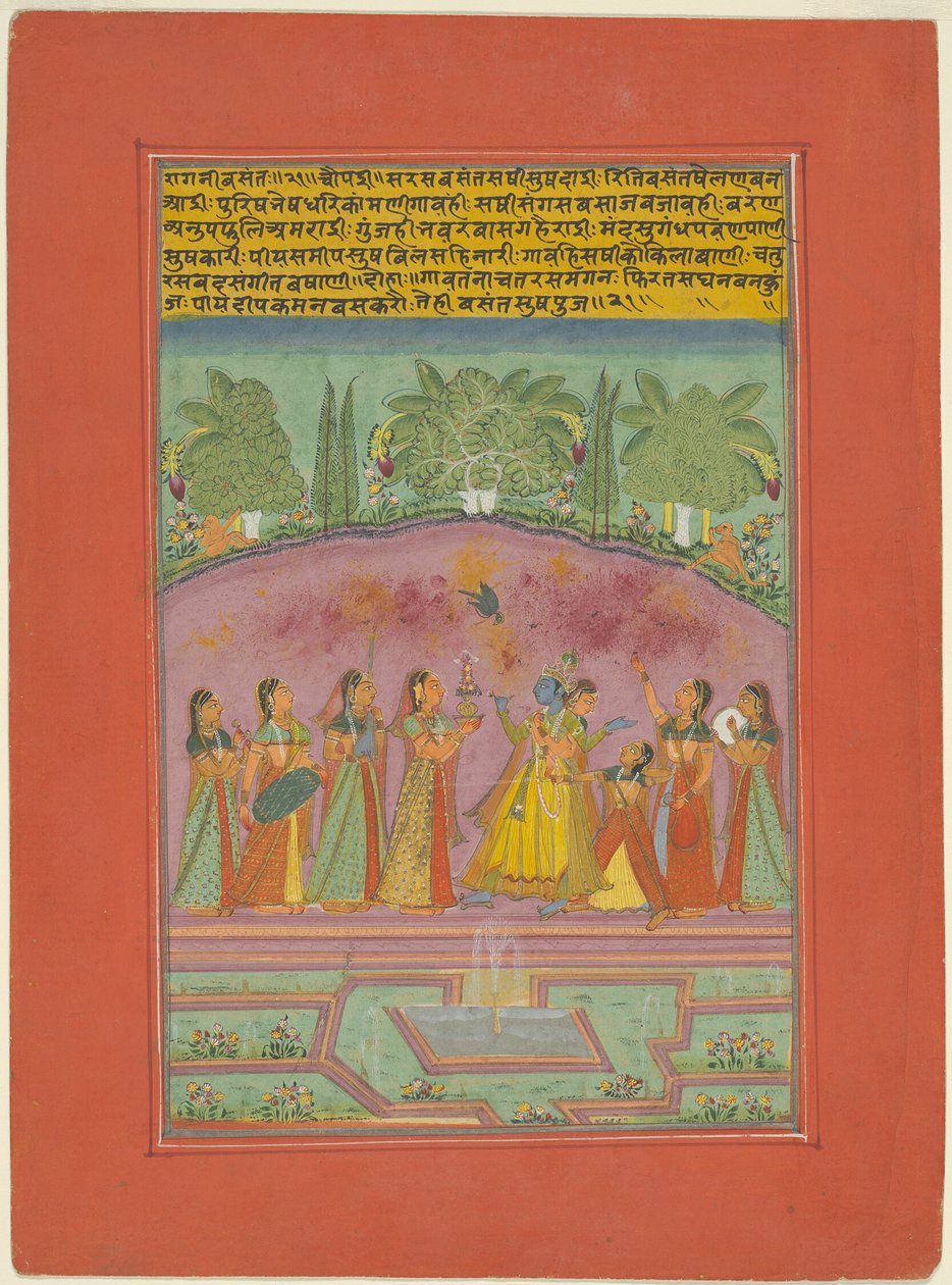 Ragini Vasanta, sida från en Jaipur Ragamala-uppsättning av Unknown artist