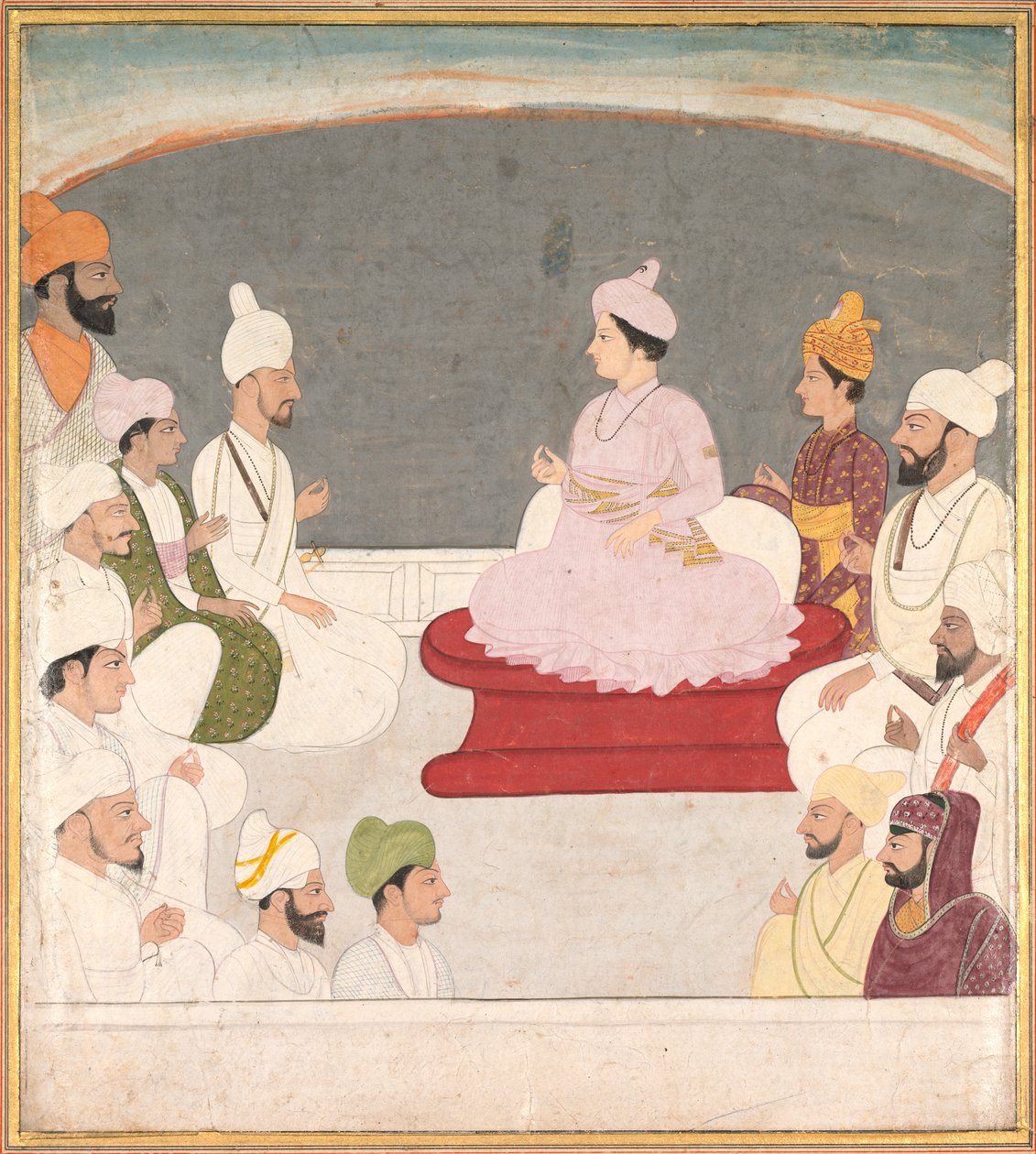 Raja Sansar Chand från Kangra och hovmän av Unknown artist