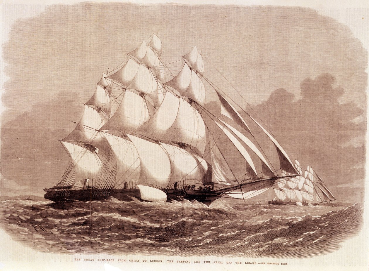 Regat mellan Ariel- och Taeping-klipparna 1866. av Unknown artist