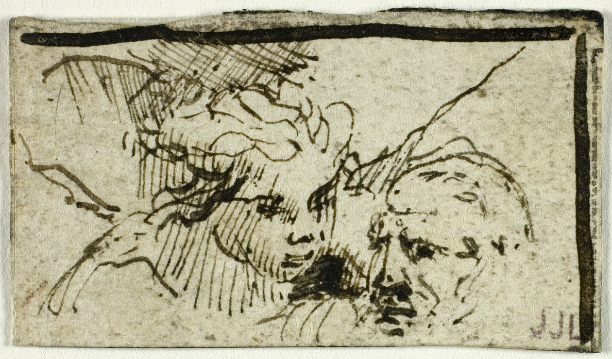 Rembrandts Issacs offer - Abrahams och ängelns huvuden av Unknown artist