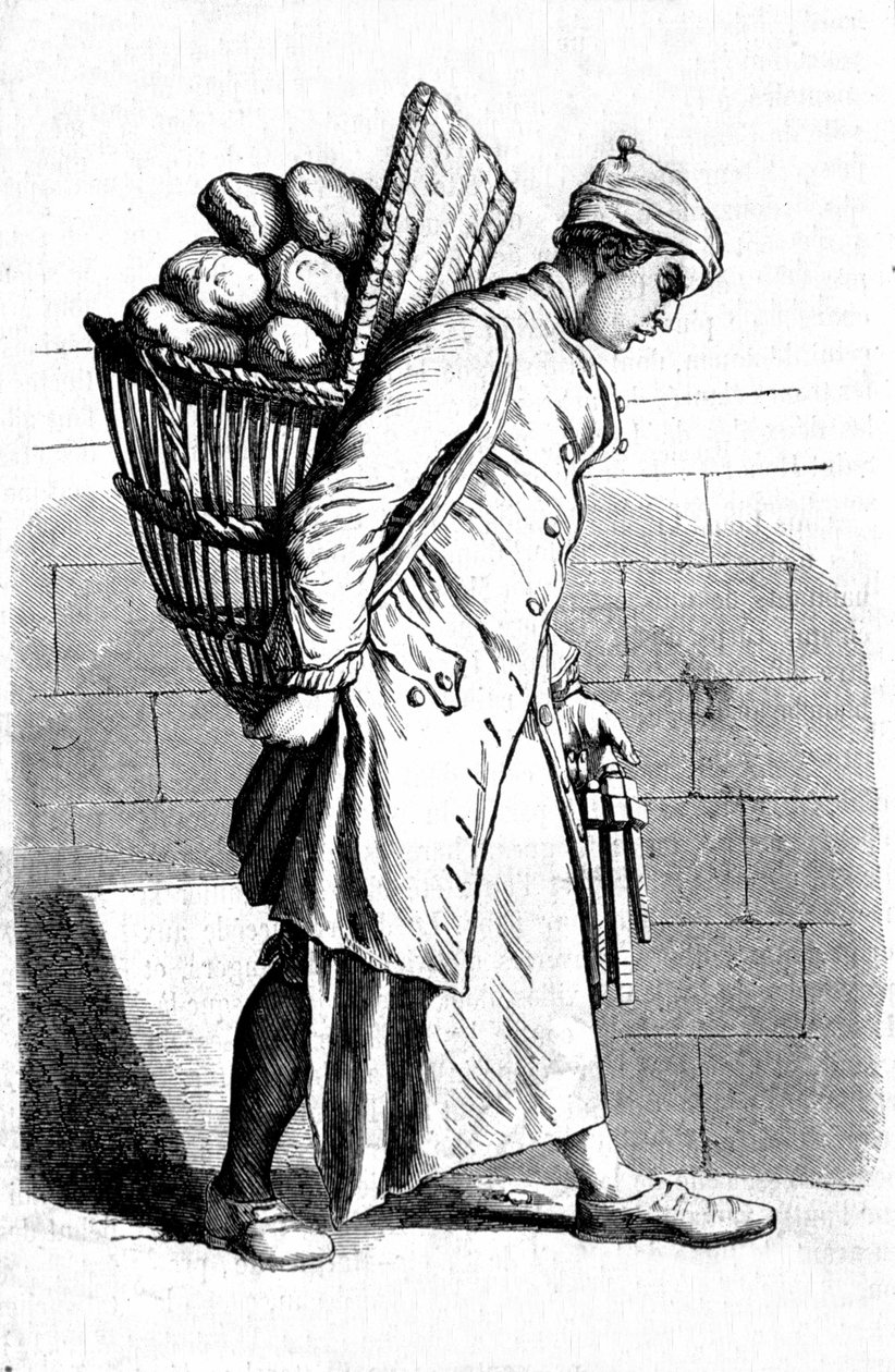 Representation av en bagare. 1700-talsgravyr. av Unknown artist