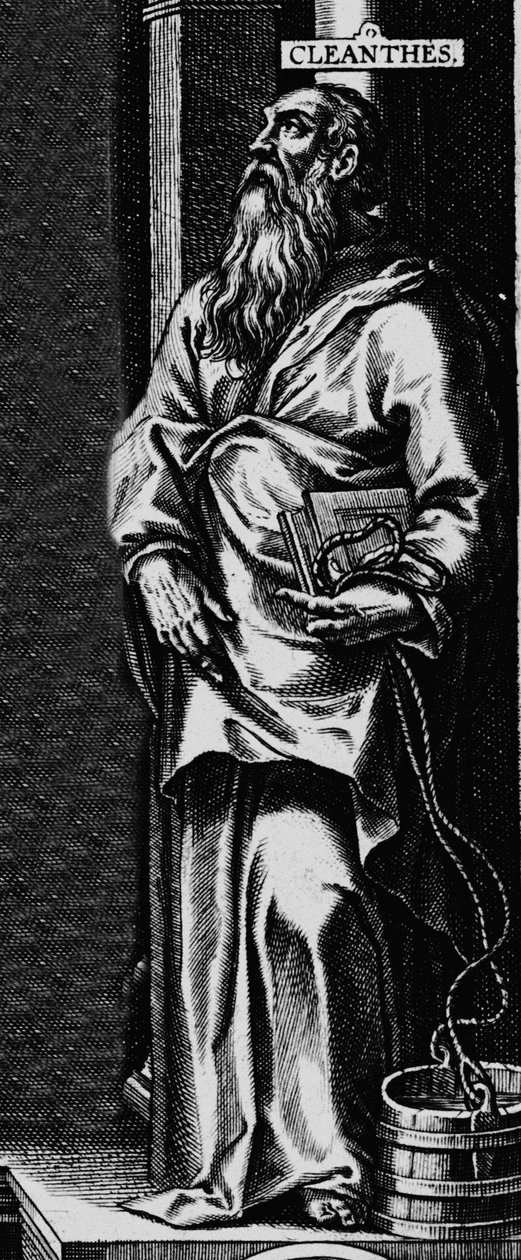 Representation av den grekiske filosofen Stoicist Cleanthe (330-232 f.Kr.)"" Gravyr från frontispicen på "" Philosophical Works"" av Seneque av Unknown artist