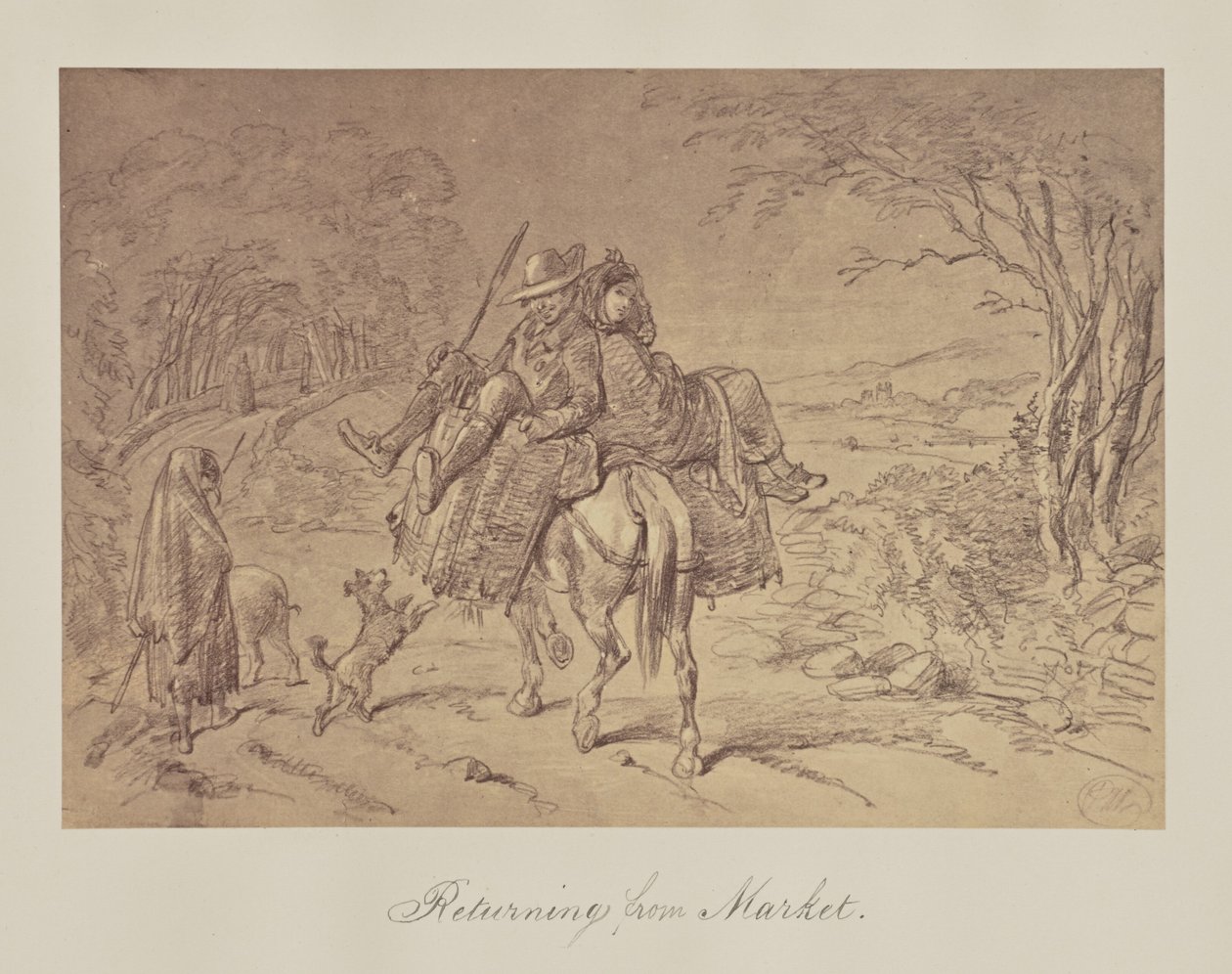 Återvänder från marknaden. av Unknown artist