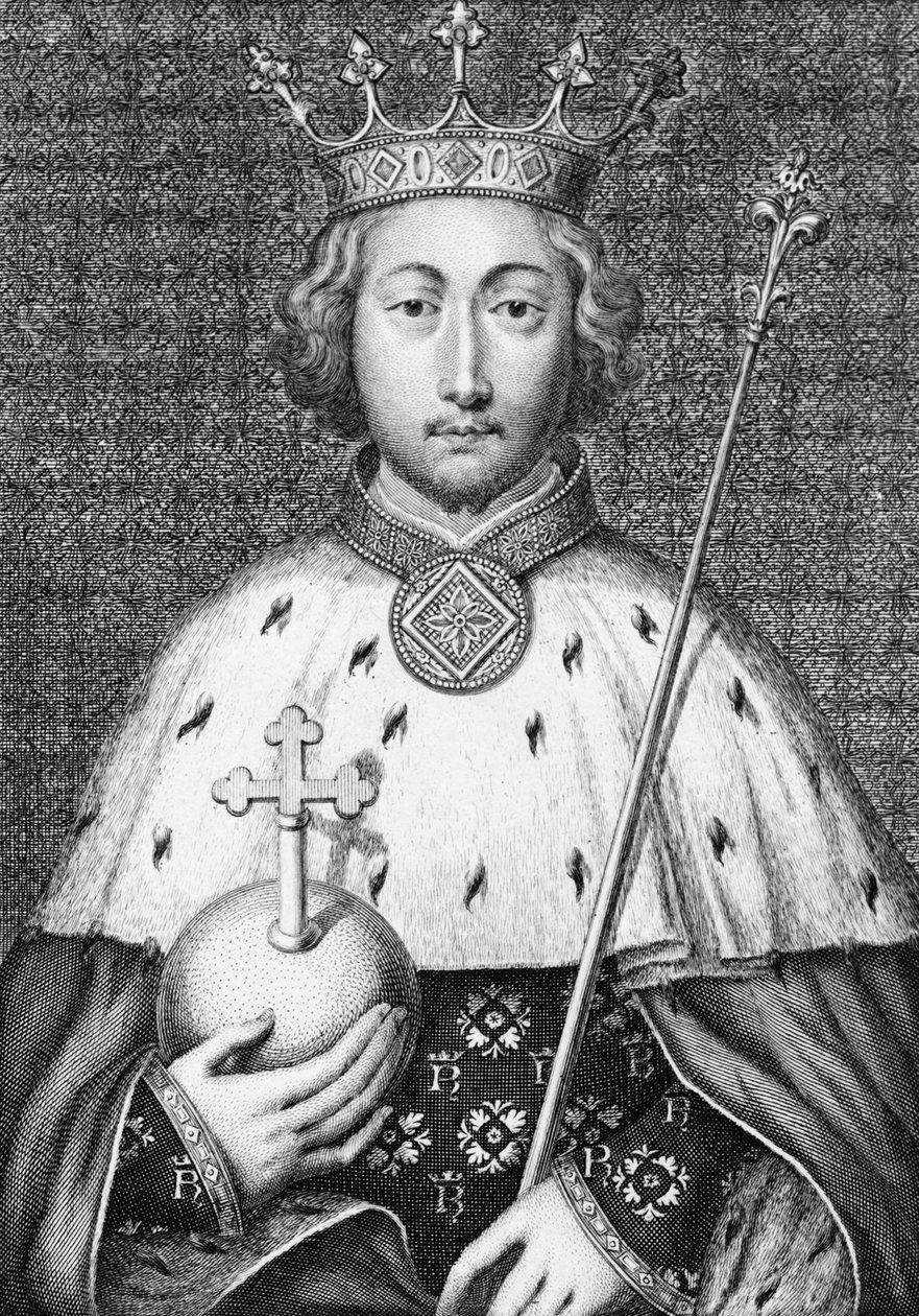 Richard II. (1367 till 1400) kung av England. Gravyr av 1700-talet av Unknown artist