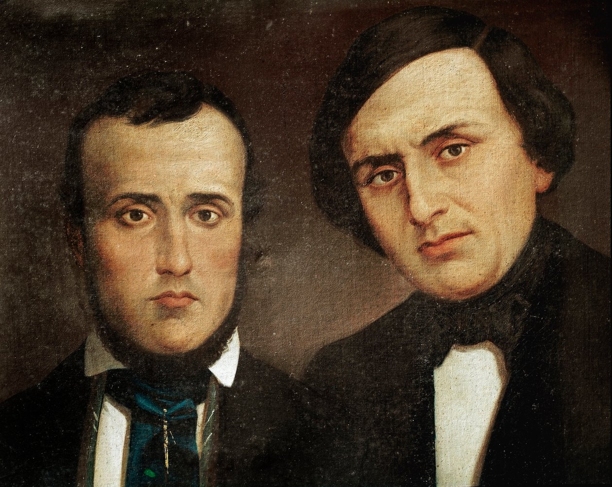 Risorgimento: porträtt av bröderna Attilio Bandiera (1810-1844) och Emilio Bandiera (1819-1844). Anonym målning. 1800-talets Rom, Risorgimento History Institute av Unknown artist