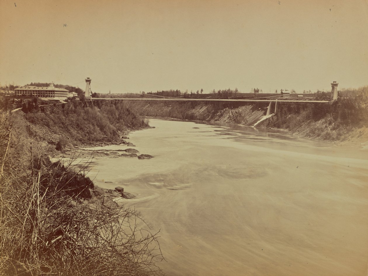 [River and Bridge] av Unknown artist