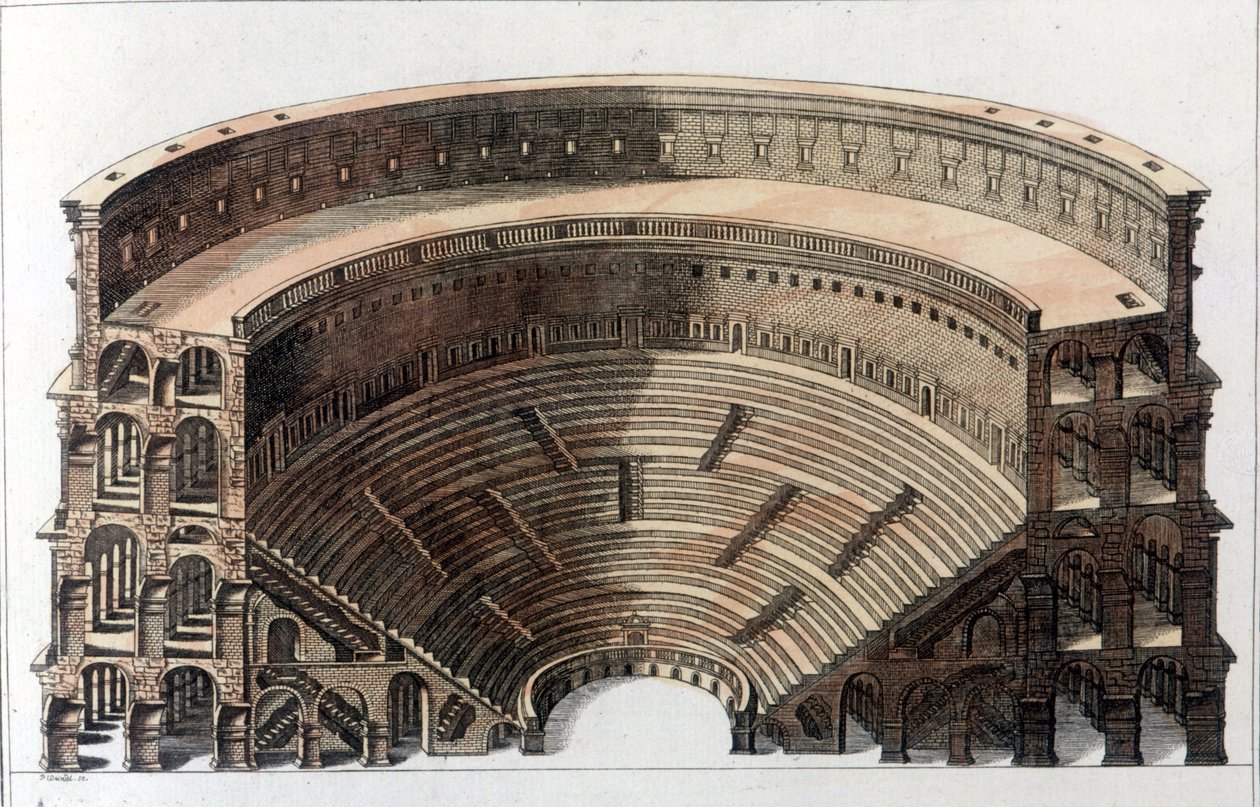romersk teater. Gravyr från början av 1800-talet. av Unknown artist