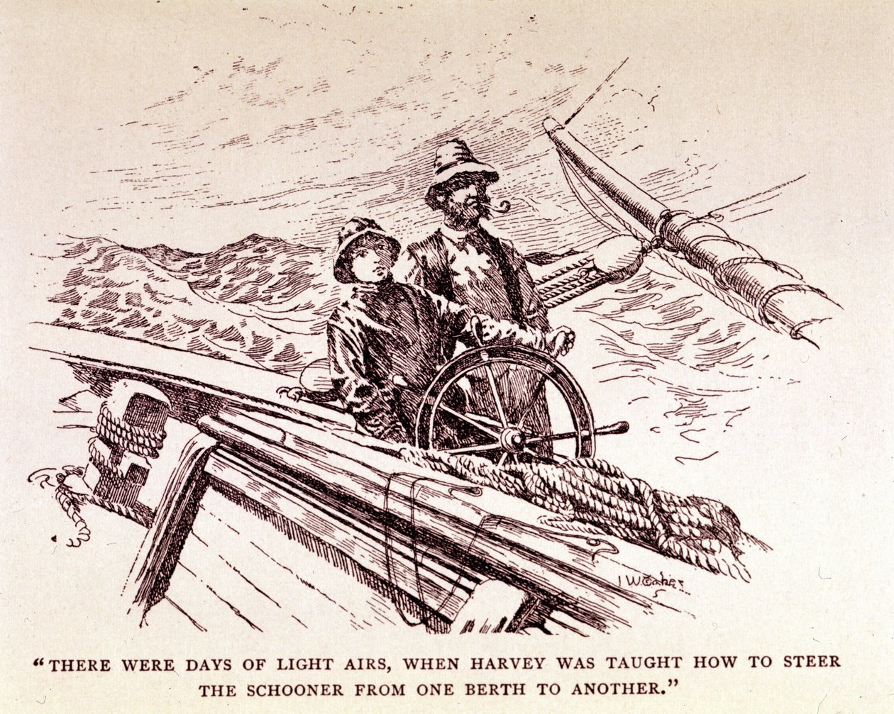 Rudyard Kipling: "Captains courageous", New York 1899 (gravyr) av Unknown artist