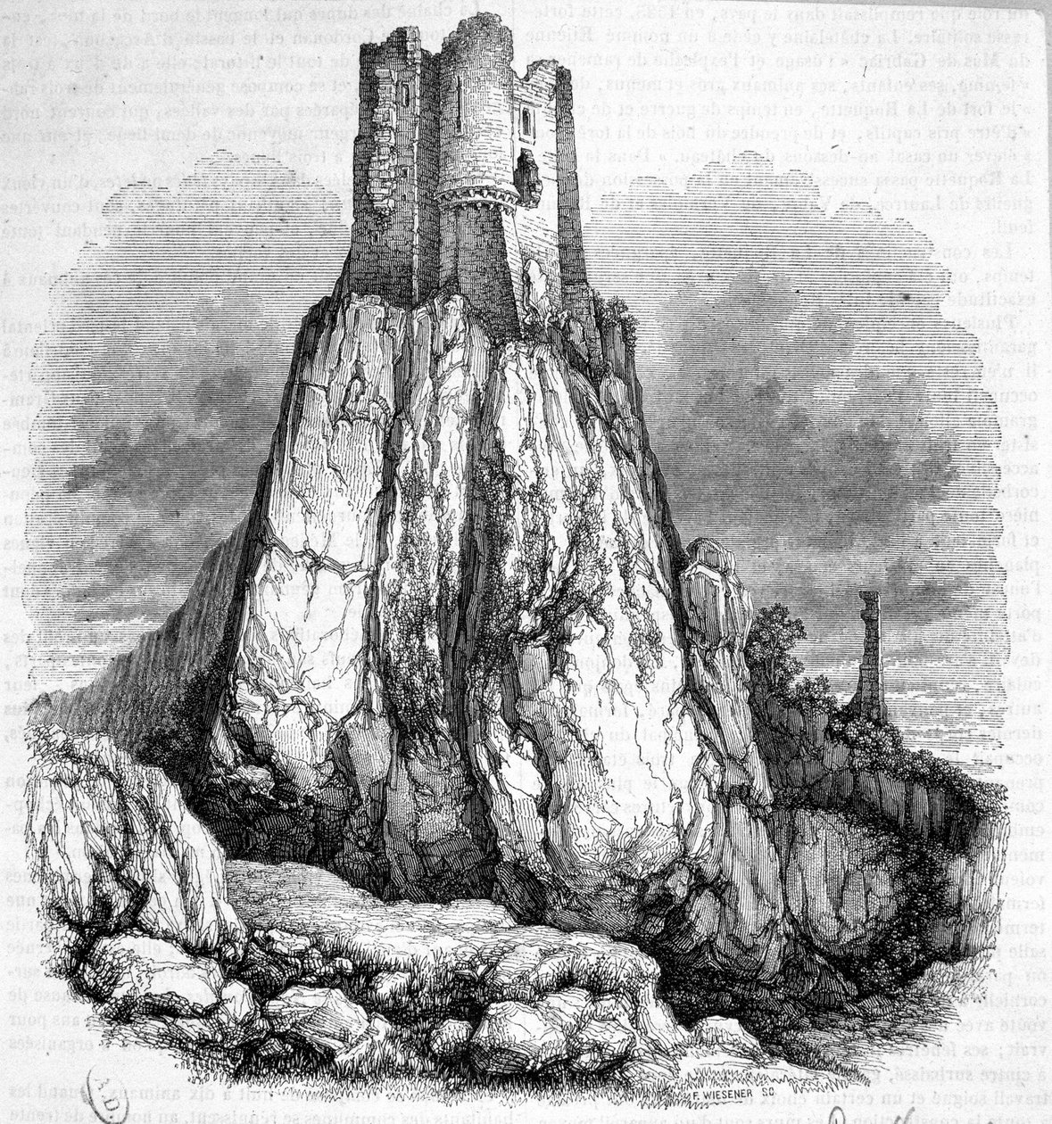 Ruinerna av slottet La Roquette - Gravyr av Unknown artist