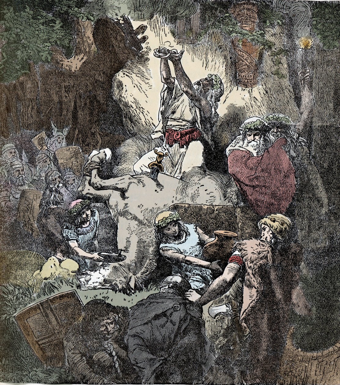 Att offra till Heathen Deities - Celtic Civilization: Sacrifice of a Horse to the Deities of Fertility av Unknown artist