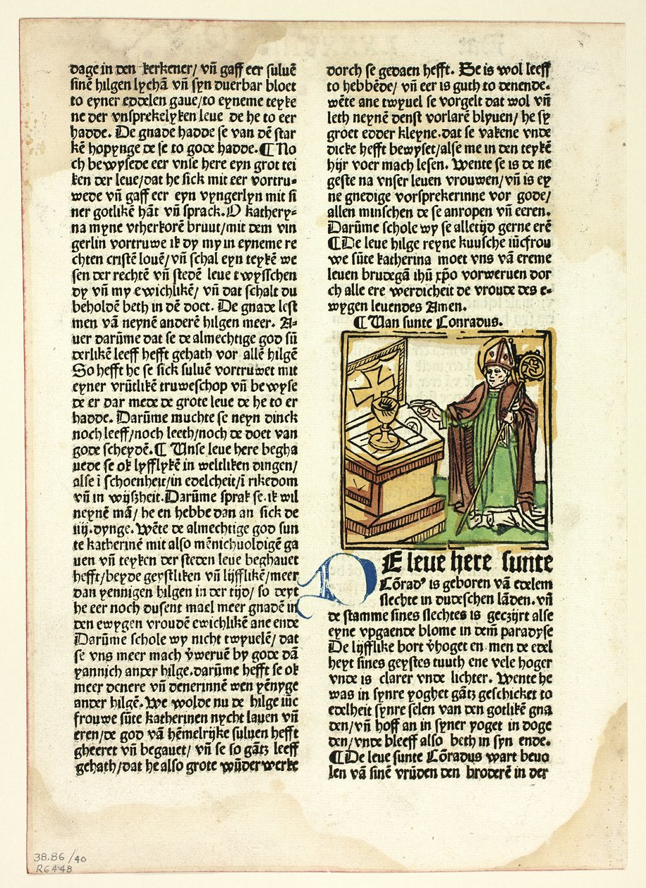 Sankt Konrad från Der Heiligen Leben, Winterteil (Helgonens liv, vintertid), plansch 40 från Träsnitt ur böcker från 1400-talet av Unknown artist